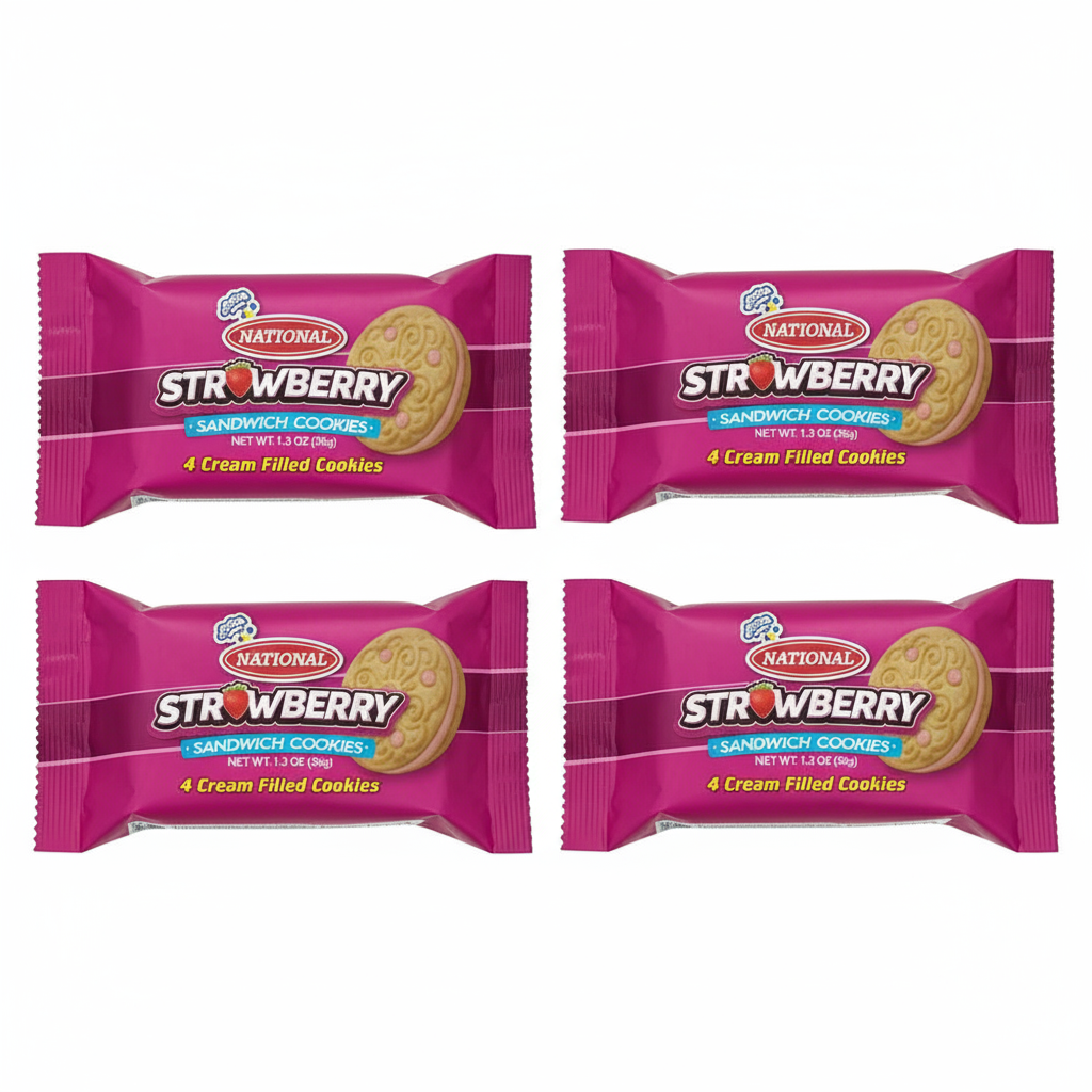 4 National Strawberry Cookies - No Background