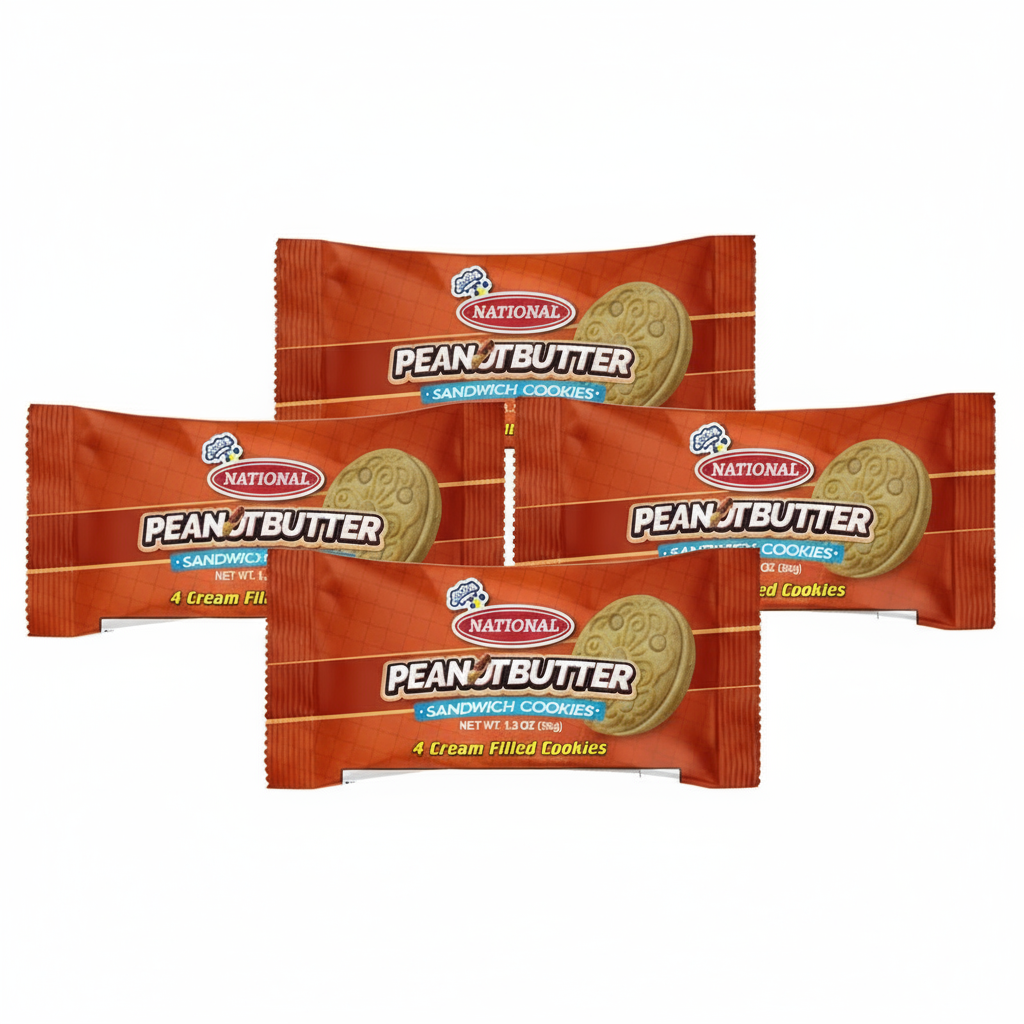 4 Peanut Butter Cookies - 2 on Each Side