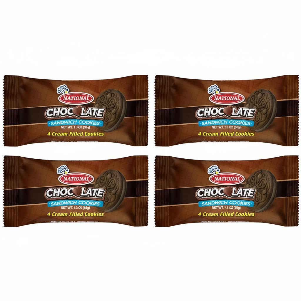 4 National Chocolate Sandwich Cookies - No Background