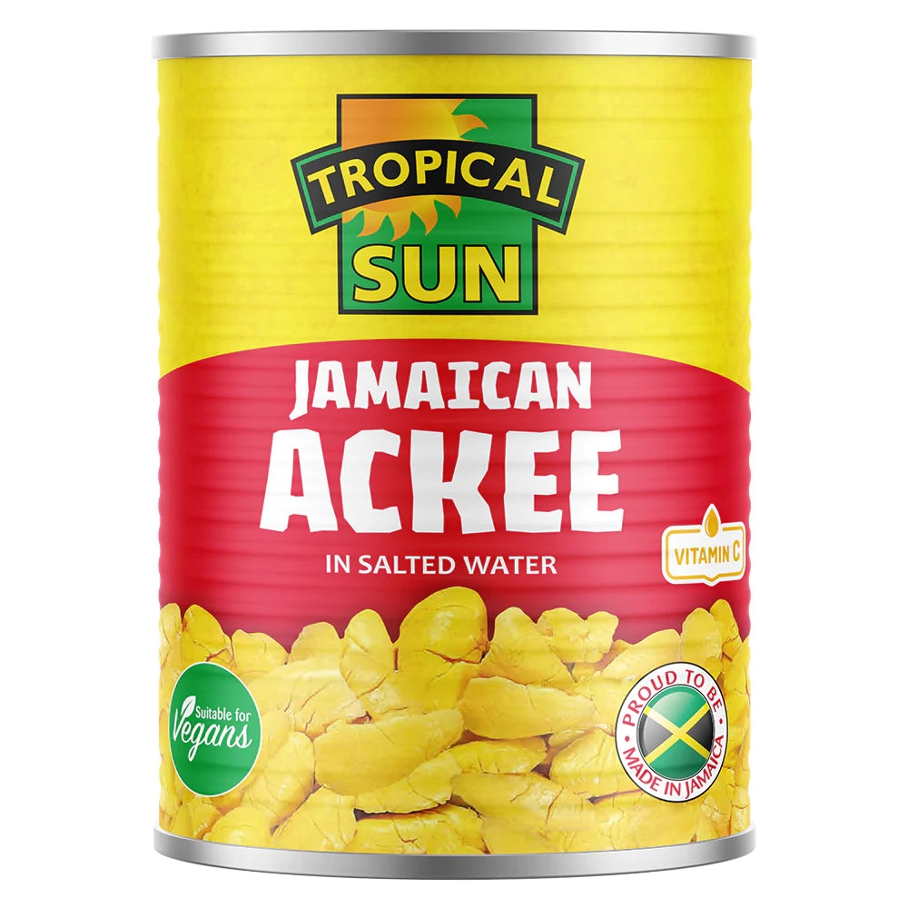 Ackee and saltfish served with dumplings and plantains