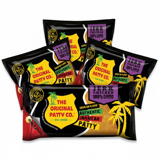 The Original Patty Co. Jerk Chicken Patty 4-Pack - 4 individually wrapped authentic Jamaican jerk chicken patties