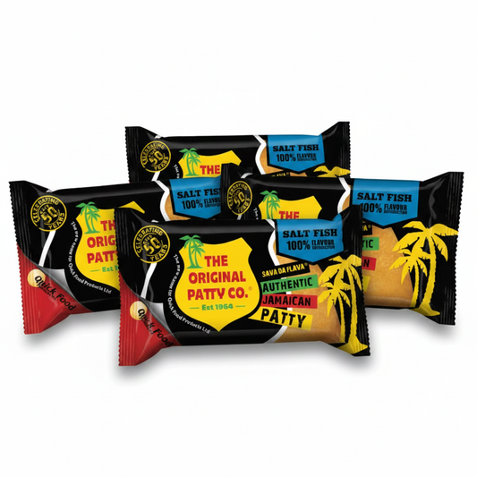 The Original Patty Co. Saltfish Patty 4-Pack - 4 individually wrapped authentic Jamaican saltfish patties