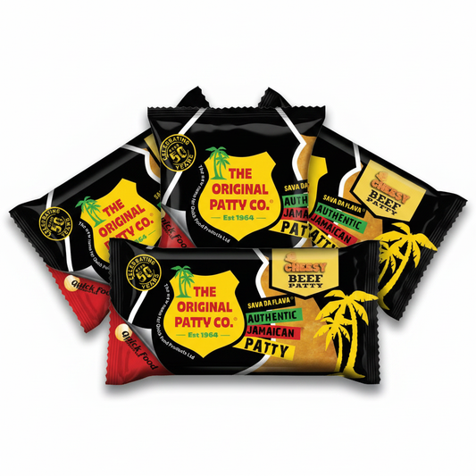 The Original Patty Co. Cheesy Beef Patty 4-Pack - 4 individually wrapped authentic Jamaican cheesy beef patties